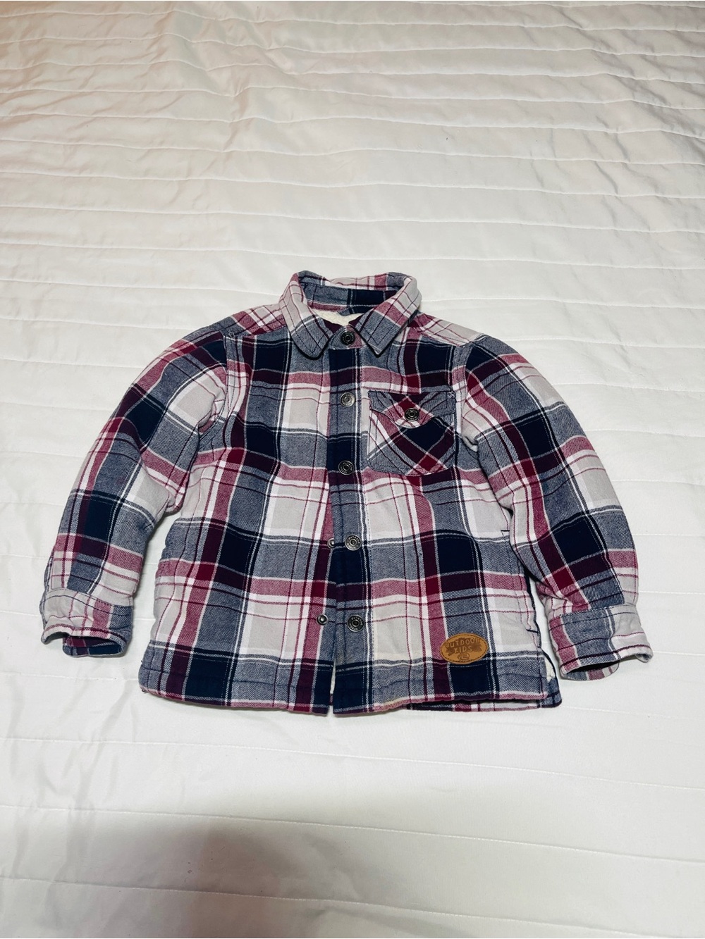Bass Pro Shops Kids Plaid Puffer Jacket in Navy, Red, and White